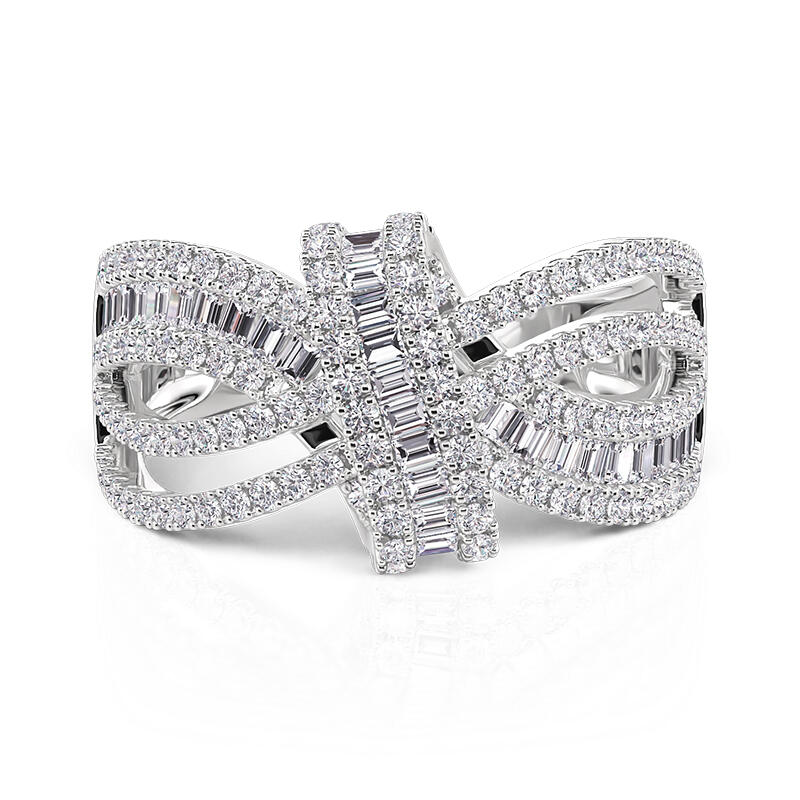 Jeulia Bow Ribbon Around Triple Pave Set Wedding Ring