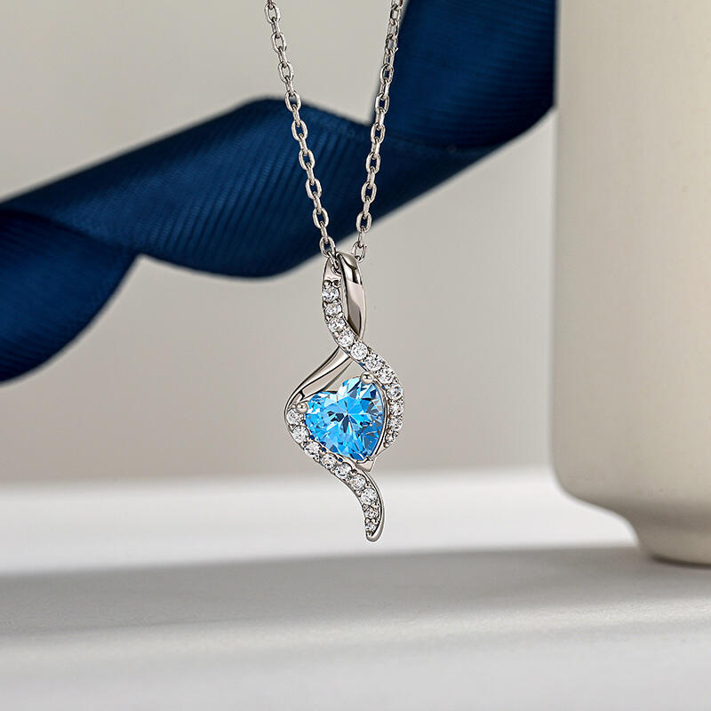 Jeulia Custom Ribbon Twist Heart Pendant Necklace