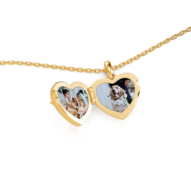 Jeulia Petland Paw Print Custom Birthstone Heart Photo Necklace