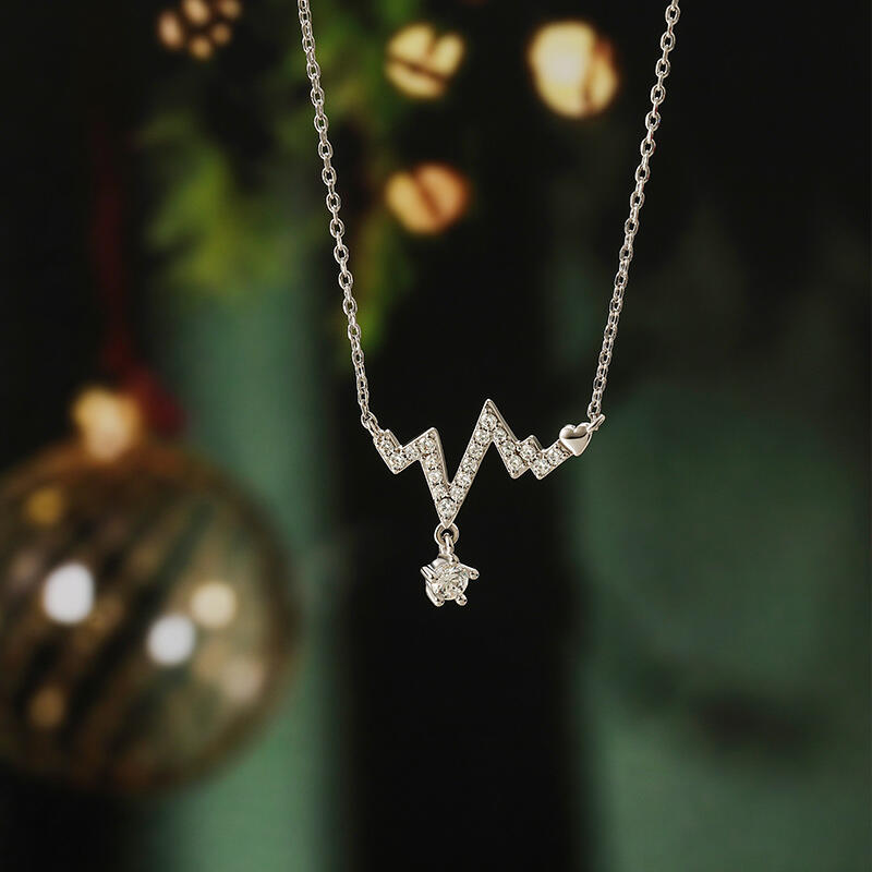 Jeulia Custom Simple Heartbeat Necklace with Birthstone