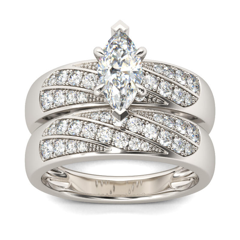 Jeulia Marquise Cut Sterling Silver Ring Set