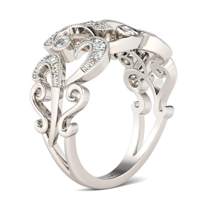 Jeulia Scrollwork Round Cut Sterling Silver Women's Band