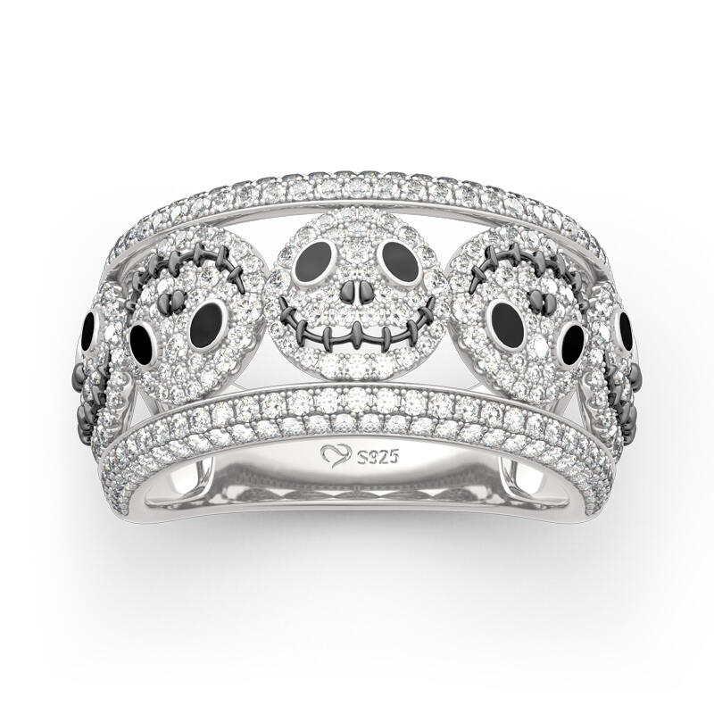 Jeulia "Living Skeleton" Skull Design Sterling Silver Band