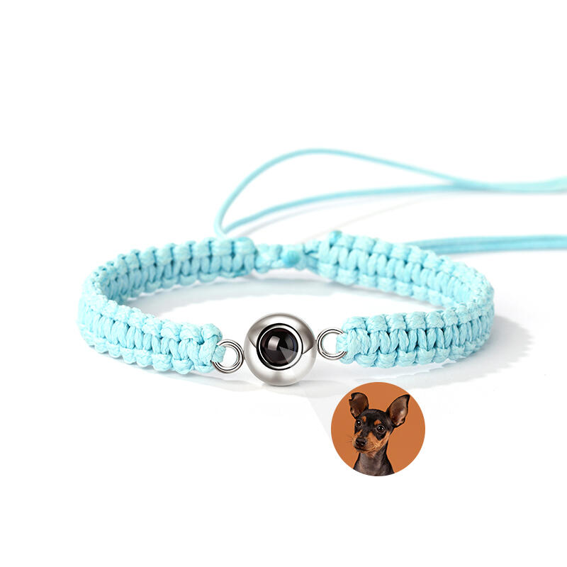 プロジェクション ペット 犬 猫 写真 写真入れ 組紐 ブレスレット チタンスチール