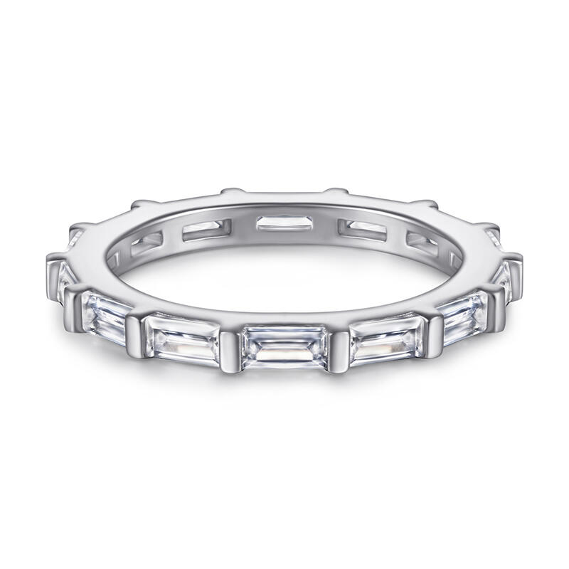 Jeulia Simple Radiant Cut Sterling Silver Women's Band