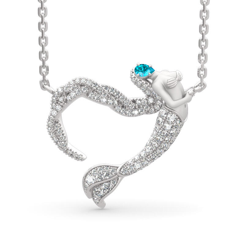 Jeulia "Ocean's Light" Sterling Silver Mermaid Gift Necklace for Valentine's Day