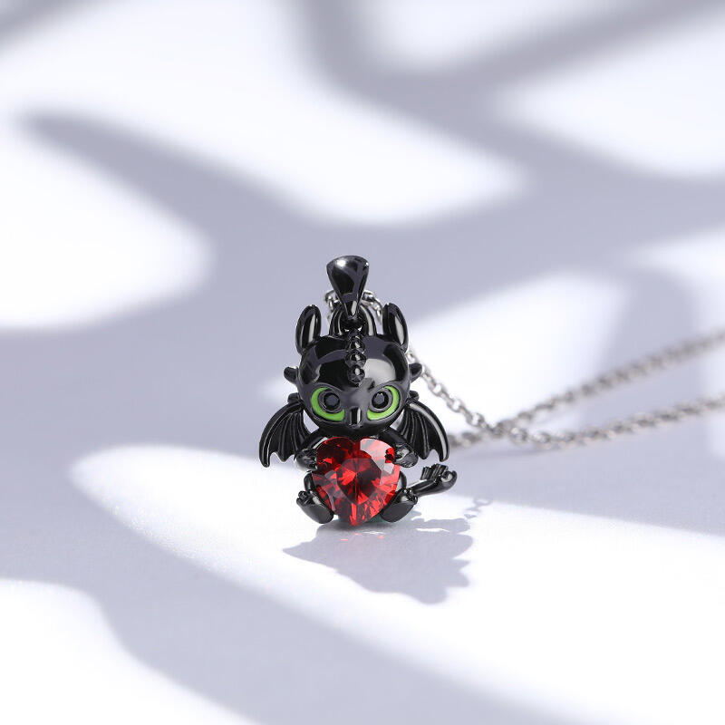 Jeulia Hug Me "Show Your Heart" Dragon Heart Cut Sterling Silver Necklace