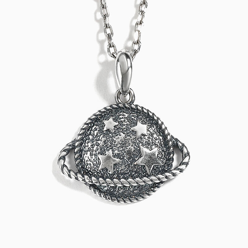 Jeulia Planet Design Sterling Silver Necklace