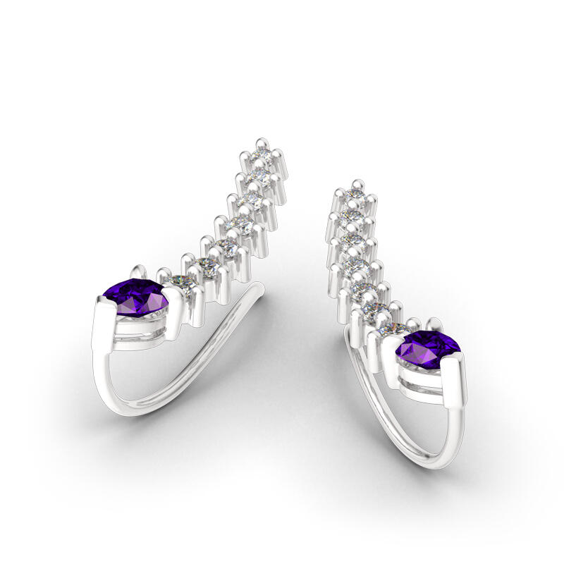 Jeulia Royal Amethyst Climber Earrings