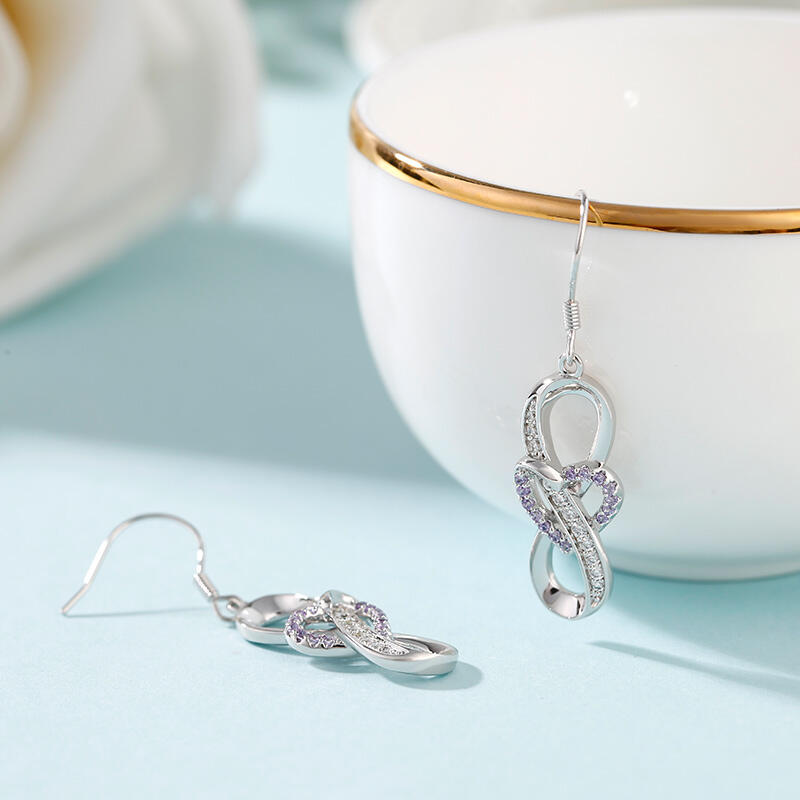 Jeulia Infinity and Heart Sterling Silver Drop Earrings