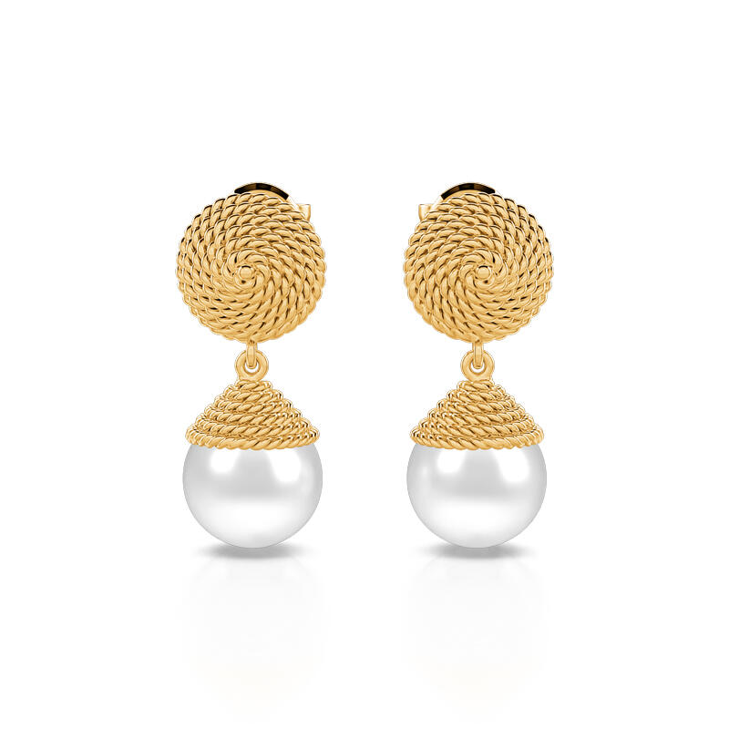 Jeulia Chevron Cultured Pearl Sterling Silver Drop Earrings