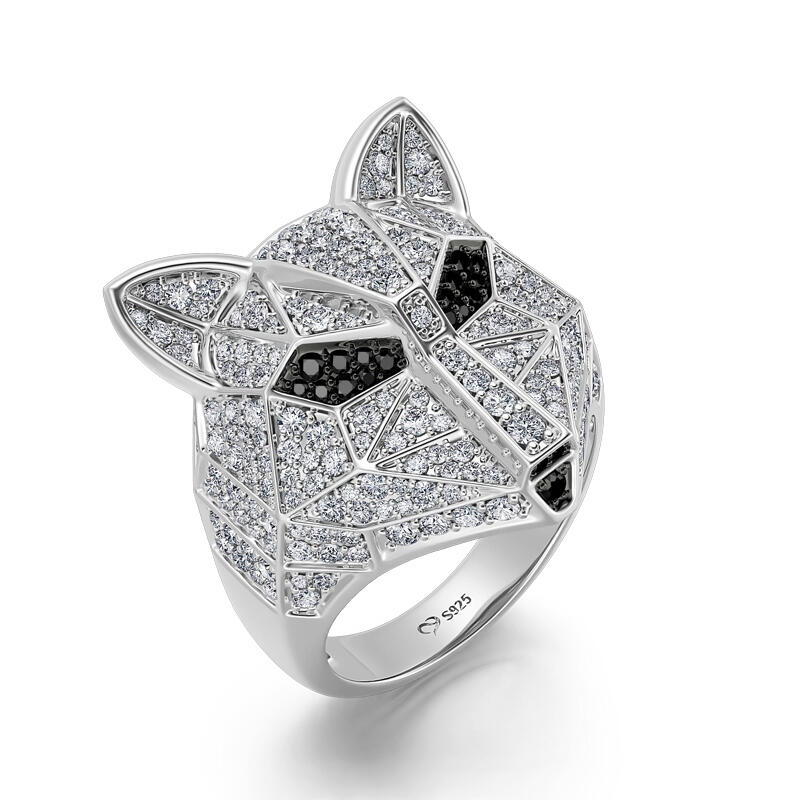 Jeulia Anillo especial con cara de zoroo de plata de ley