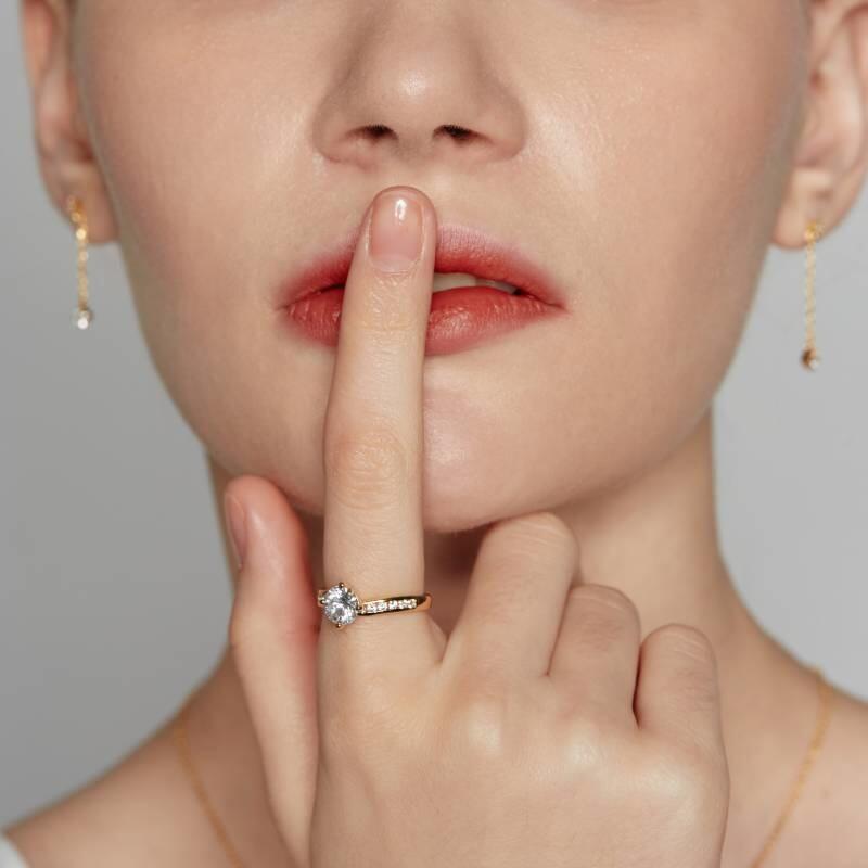 "You Are My Preference" Round Cut Side Stone Engagement Ring