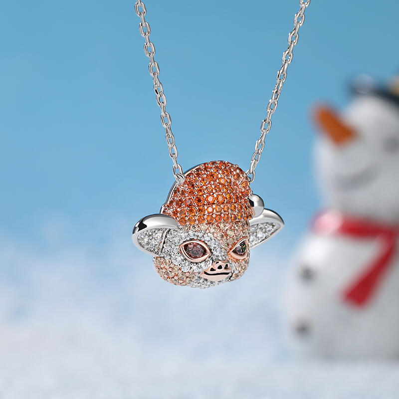 Jeulia "Small Evil Monster" Cute Design Sterling Silver Necklace