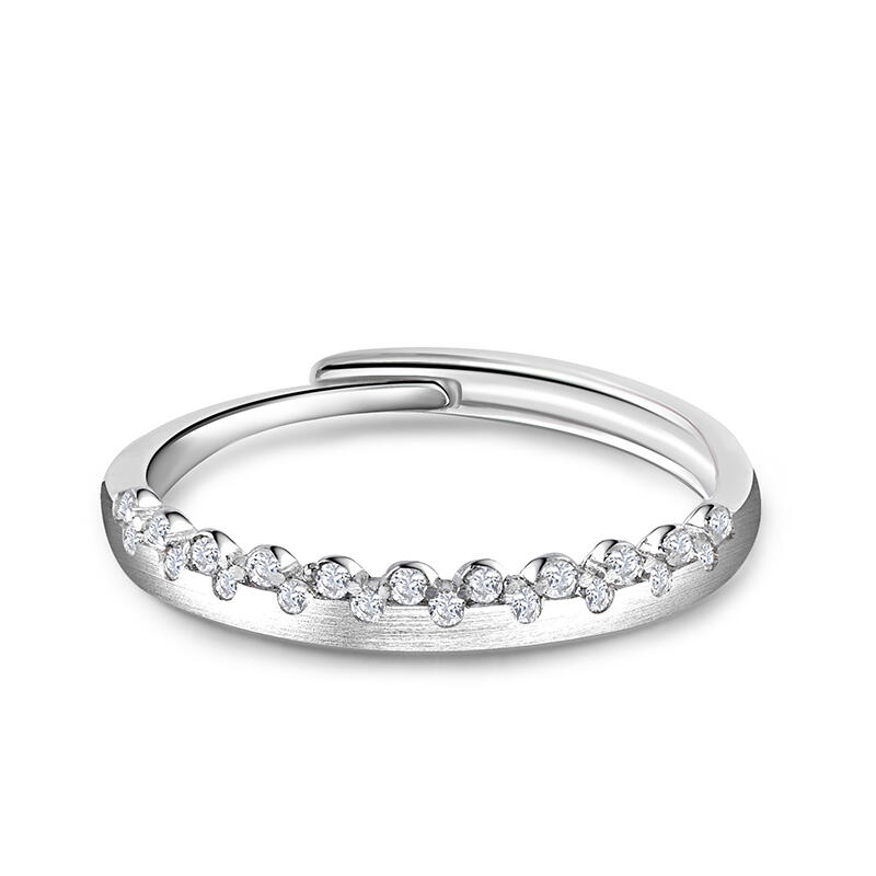 Jeulia Simple Round Cut Sterling Silver Adjustable Women's Band