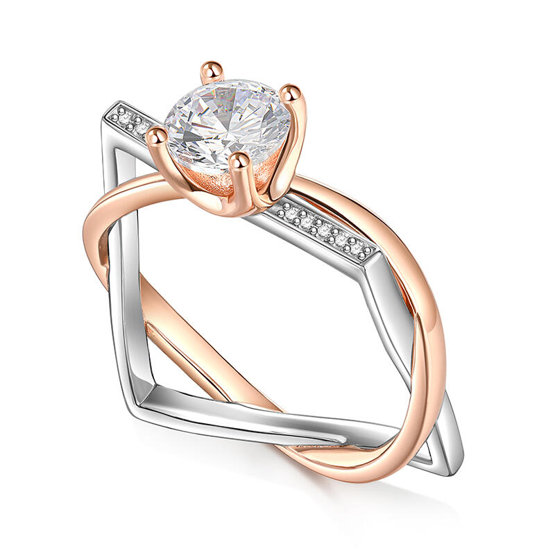 Jeulia Anillo de Compromiso Redondo Elegante Círculo Cuadrado Plata