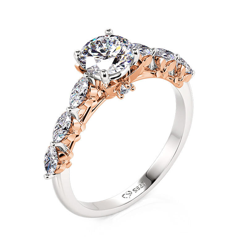 Jeulia Two Tone Design Butterfly Engagement Ring