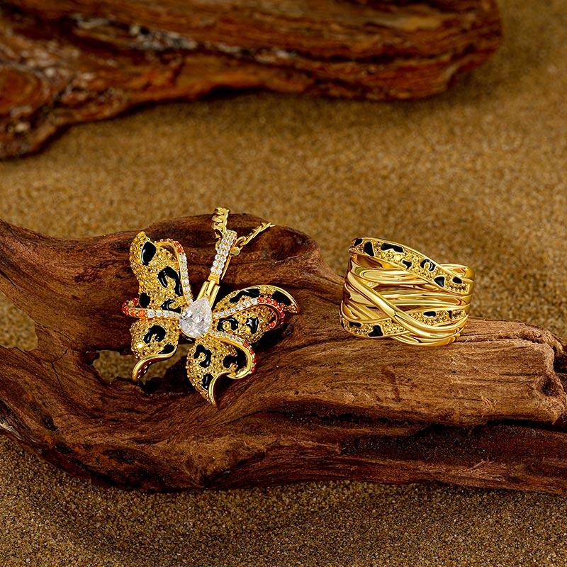 Jeulia x Leyla Wild Leopard Butterfly Necklace