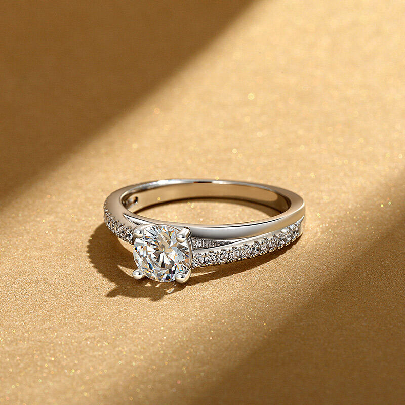 Jeulia Anillo de Compromiso Solitario Personalizado de Plata Esterlina