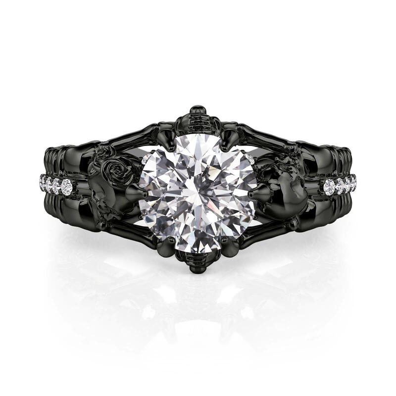 Jeulia Gothic Elegance Black Skull Ring Sterling Silver