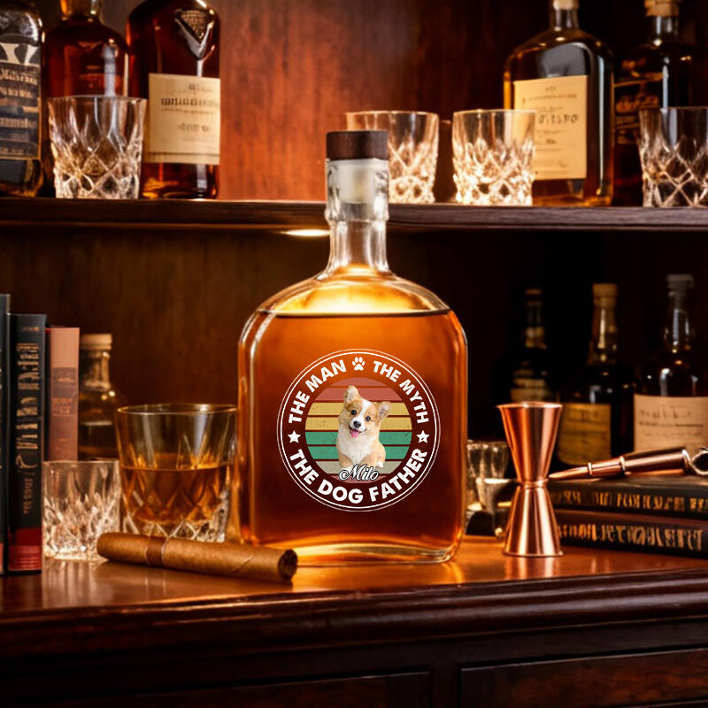 Whiskyflaska med personlig bild och eget namn Vacker present till djurälskare