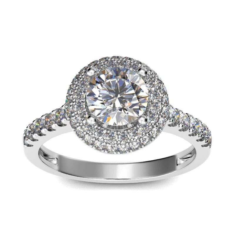 Jeulia Classic Halo Round Cut Sterling Silver Ring