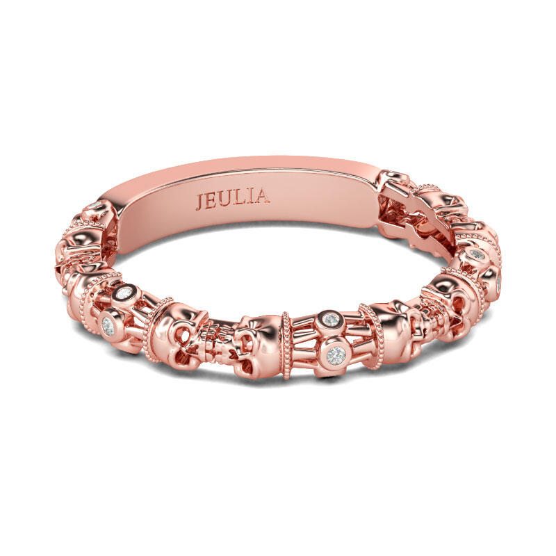 Jeulia Anillo Con Tono Rosa Dorado De Caravera De Talla Redonda En Plata De Ley