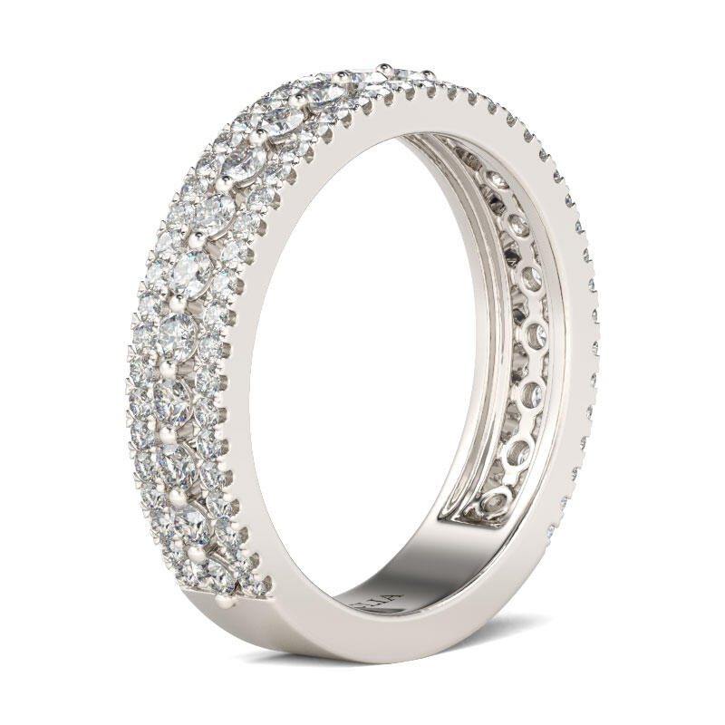 Jeulia Classic Round Cut Sterling Silver Women's Band