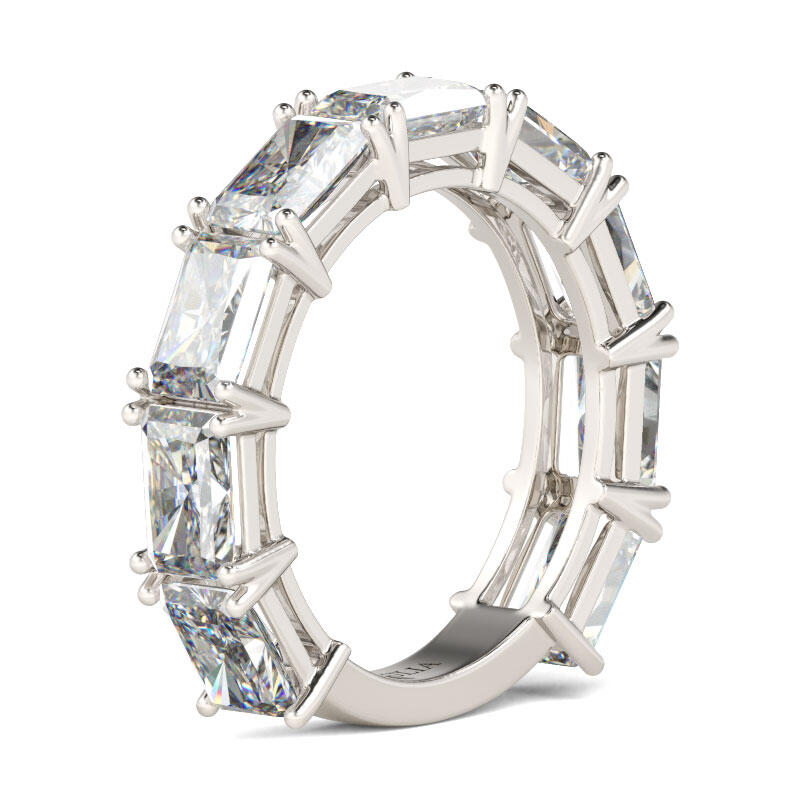 Jeulia Simple Radiant Cut Sterling Silver Women's Band