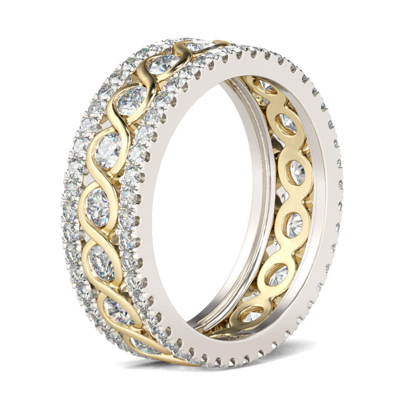 Jeulia Two Tone Round Cut Sterling Silver Women's Wedding Band
