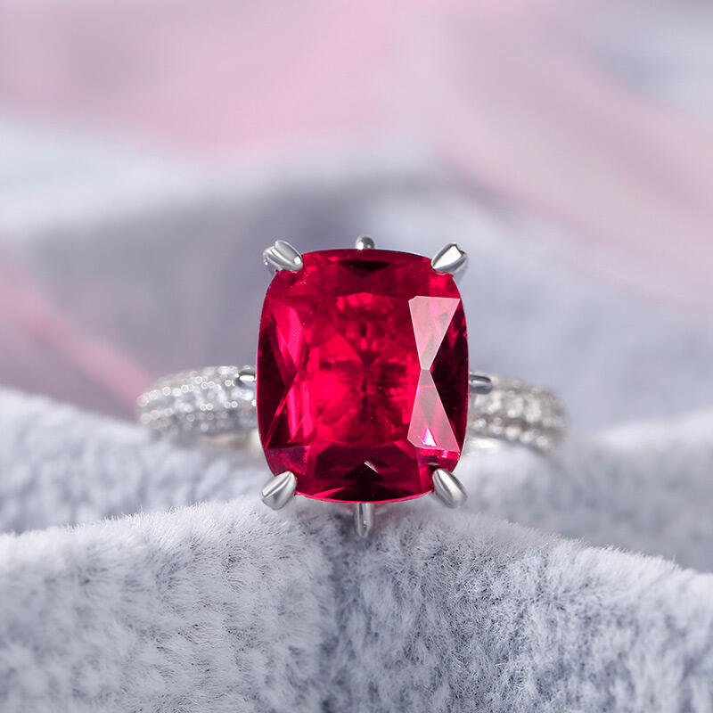 Jeulia Classic Cushion Cut Sterling Silver Ring