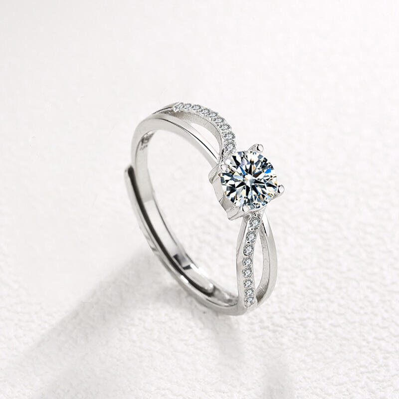 Jeulia "Infinity Love" Round Cut Sterling Silver Adjustable Engagement Ring