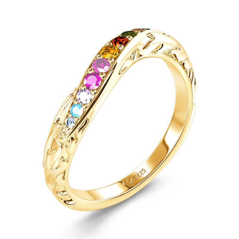 Jeulia Multi-Stone Twist Sterling Silver Women's Band