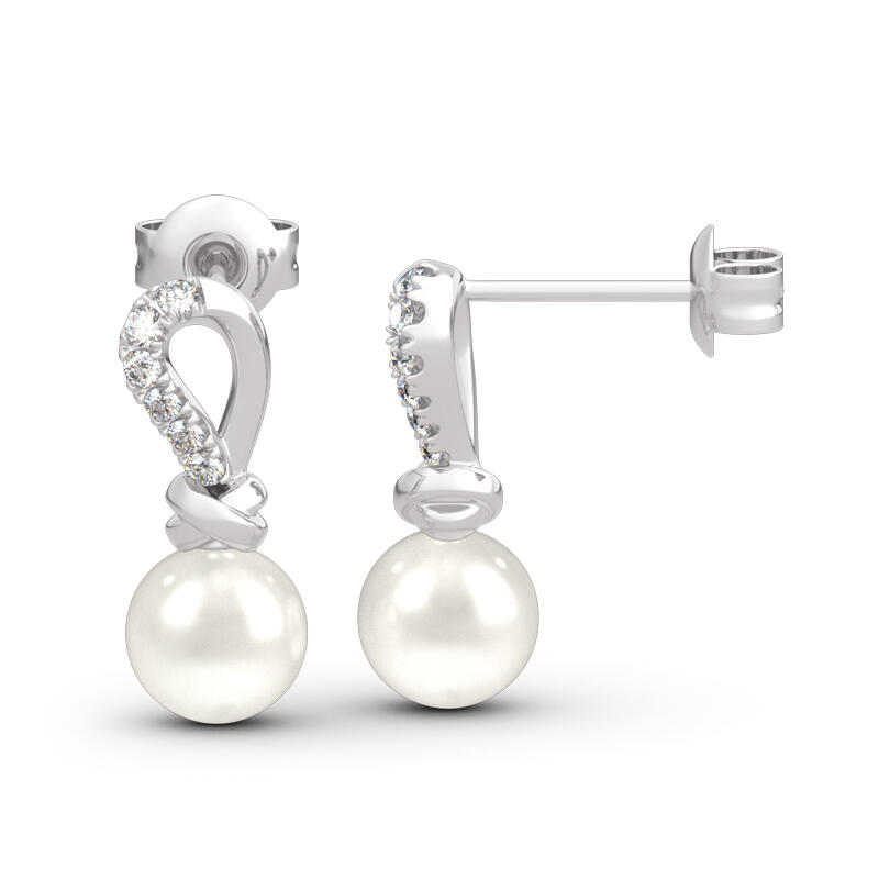 Jeulia Knot Cultured Pearl Sterling Silver Earrings