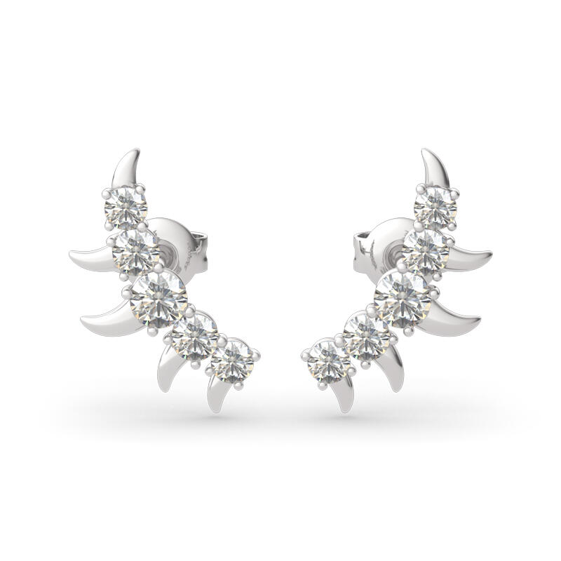 Jeulia Spike Design Round Cut Sterling Silver Earrings