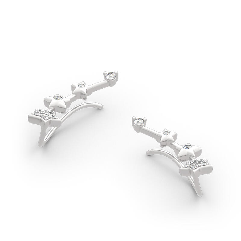 جوليا أقراط المتسلقة الفضة الإسترليني مع نجوم