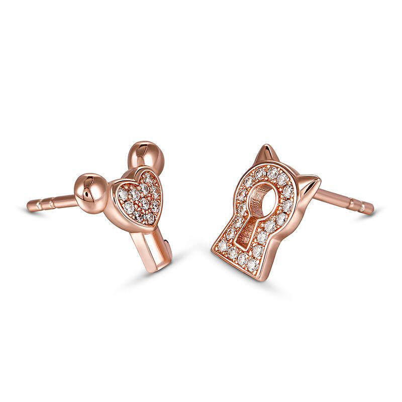 Jeulia "Key to Your Heart" Sterling Silver Children's Earrings