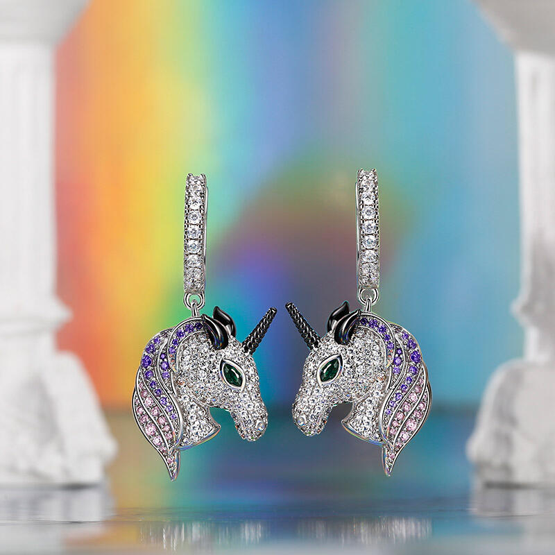 Jeulia "Dreams Come Ture" Unicorn Sterling Silver Earrings