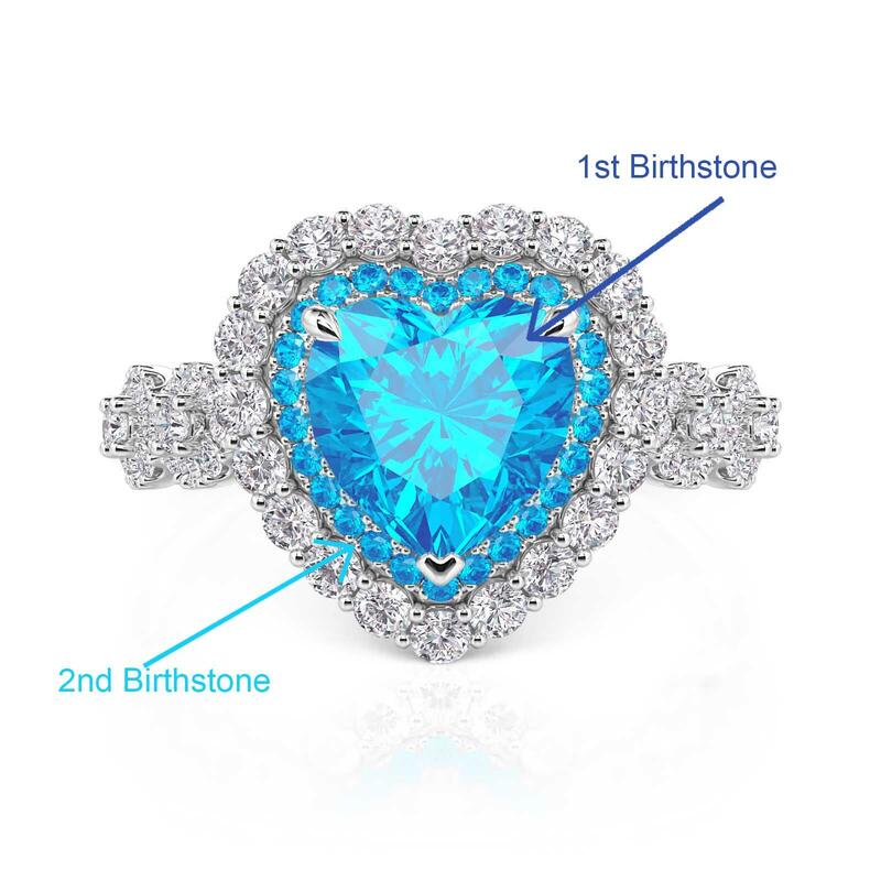 Jeulia Custom Double Halo Heart Infinity Promise Ring with Birthstone