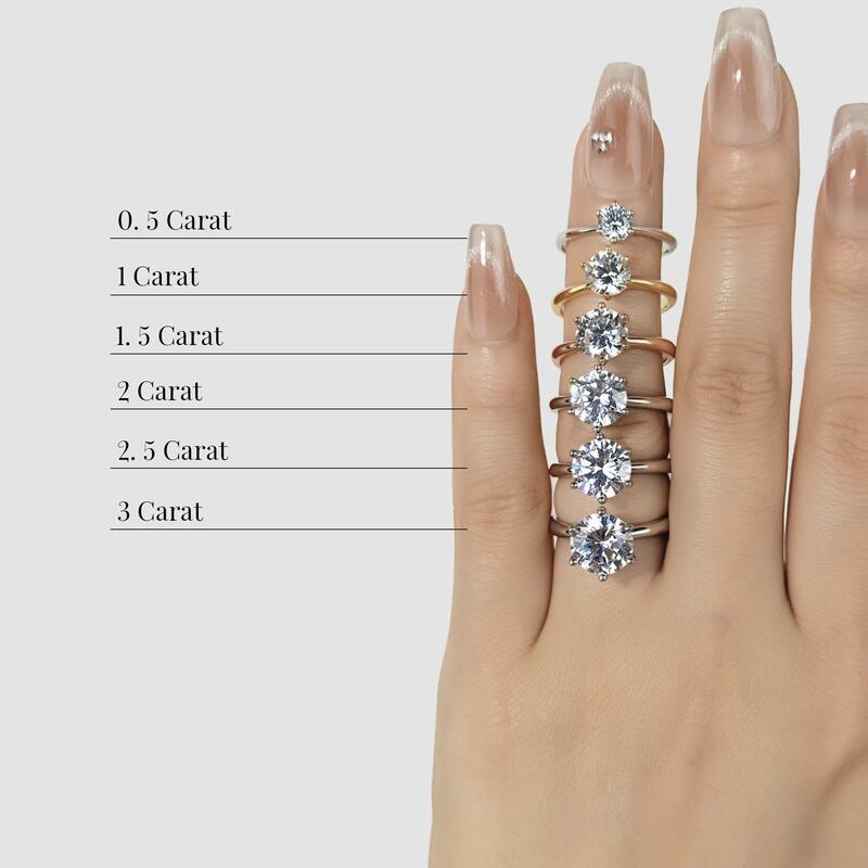 "Hand aufs Herz" 1 Karat Rund-Schliff Seitenstein-Verlobungsring