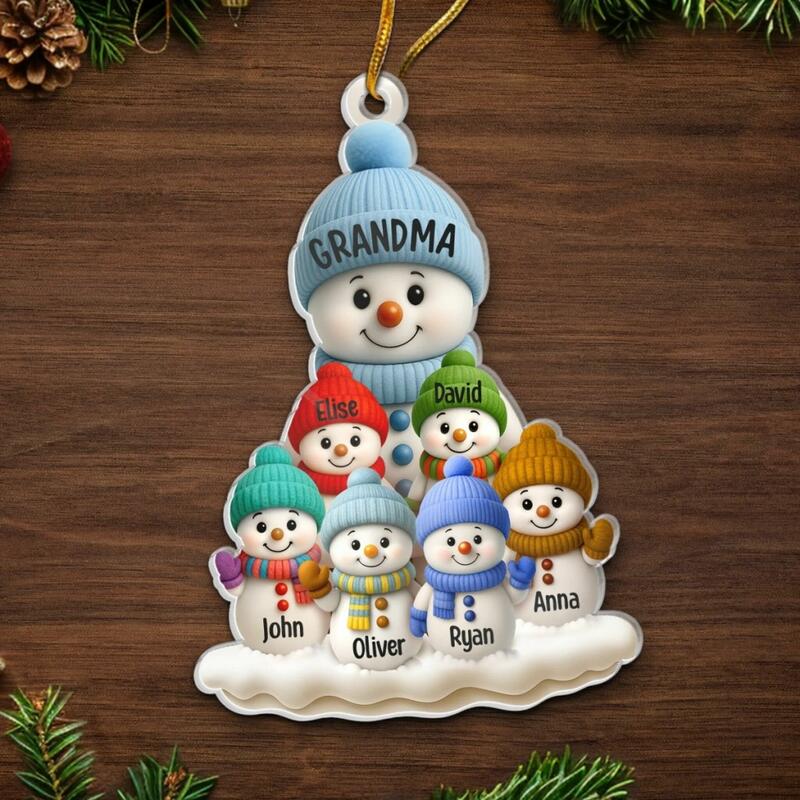 Personalized Snow Name Set Number Ornaments Christmas Gift for Grandma