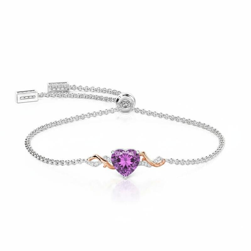 Jeulia Amore Thorn Vine Custom Heart Bracelet with Birthstone