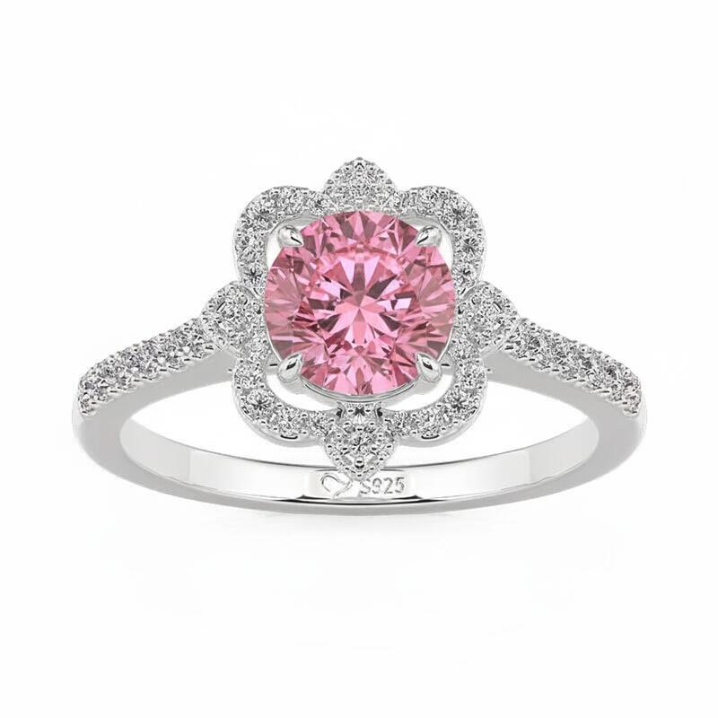 Jeulia Hollow Halo Custom Round Cut Engagement Ring with Birthstone