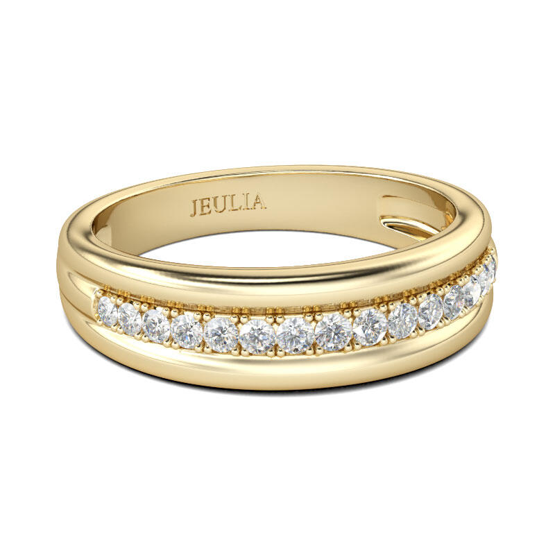 Jeulia Alianza Con Tono Oro Para Hombre De Talla Redonda En Plata De Ley