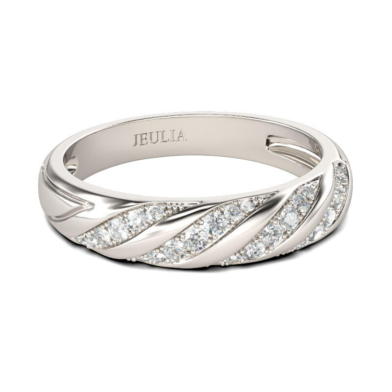 Jeulia Twist Round Cut Sterling Silver Women's Band