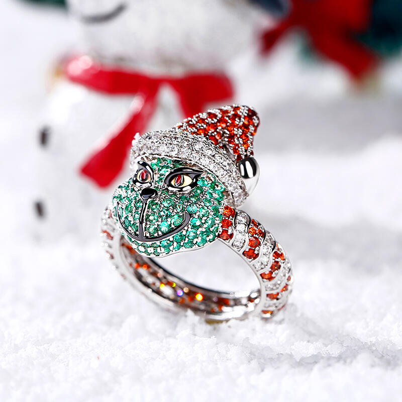 Jeulia Christmas Monster Inspired Sterling Silver Ring
