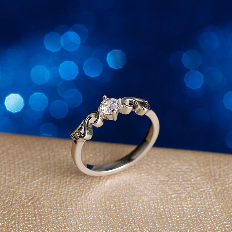 Jeulia "Angel Wings" Round Cut Sterling Silver Ring