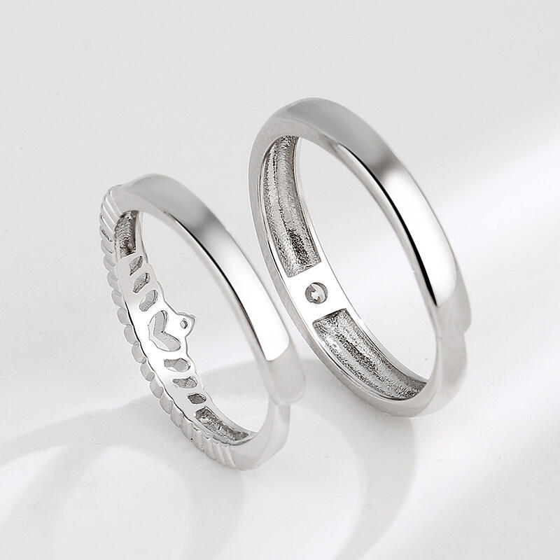 Jeulia "Timeless Love" Sterling Silver Adjustable Couple Rings