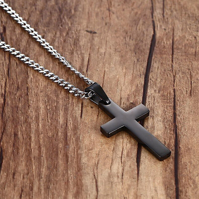 Jeulia Religious Cross Stainless Steel Men's Necklace