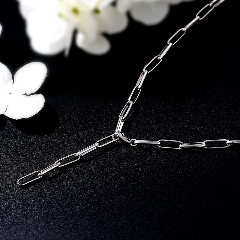 Jeulia Unique Design Sterling Silver Paperclip Chain Necklace